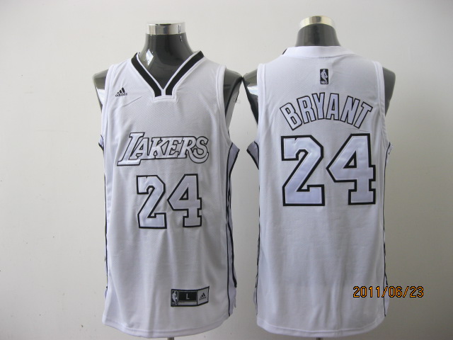  NBA Los Angeles Lakers 24 Kobe Bryant Swingman White Silver Jersey